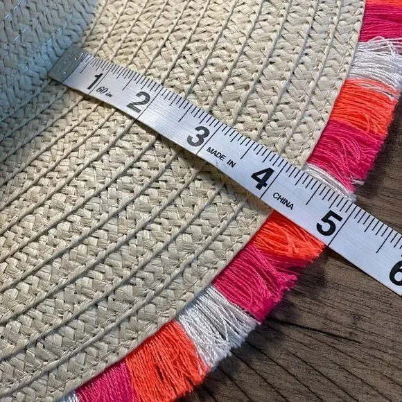 Boho Fringe in Bright Colors Straw Beach Hat - Picture 7 of 9